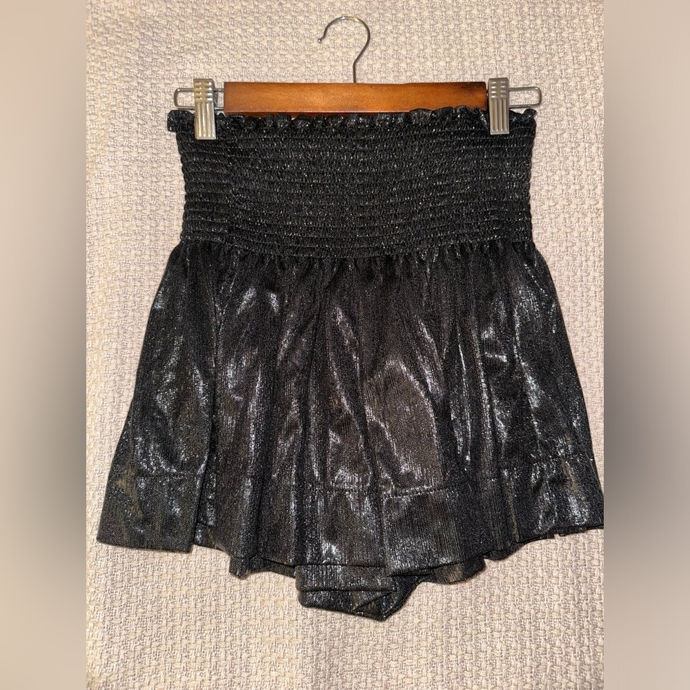 Queen of Sparkles Black Pleat Swing Shorts